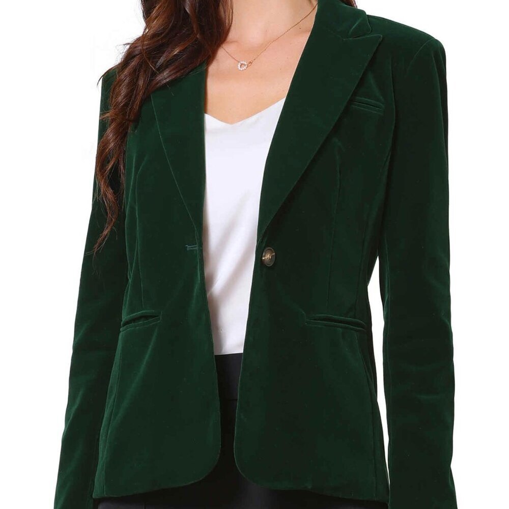 Velvet Blazer Vintage Business Casual Elegant Winter Lapel Long Sleeve